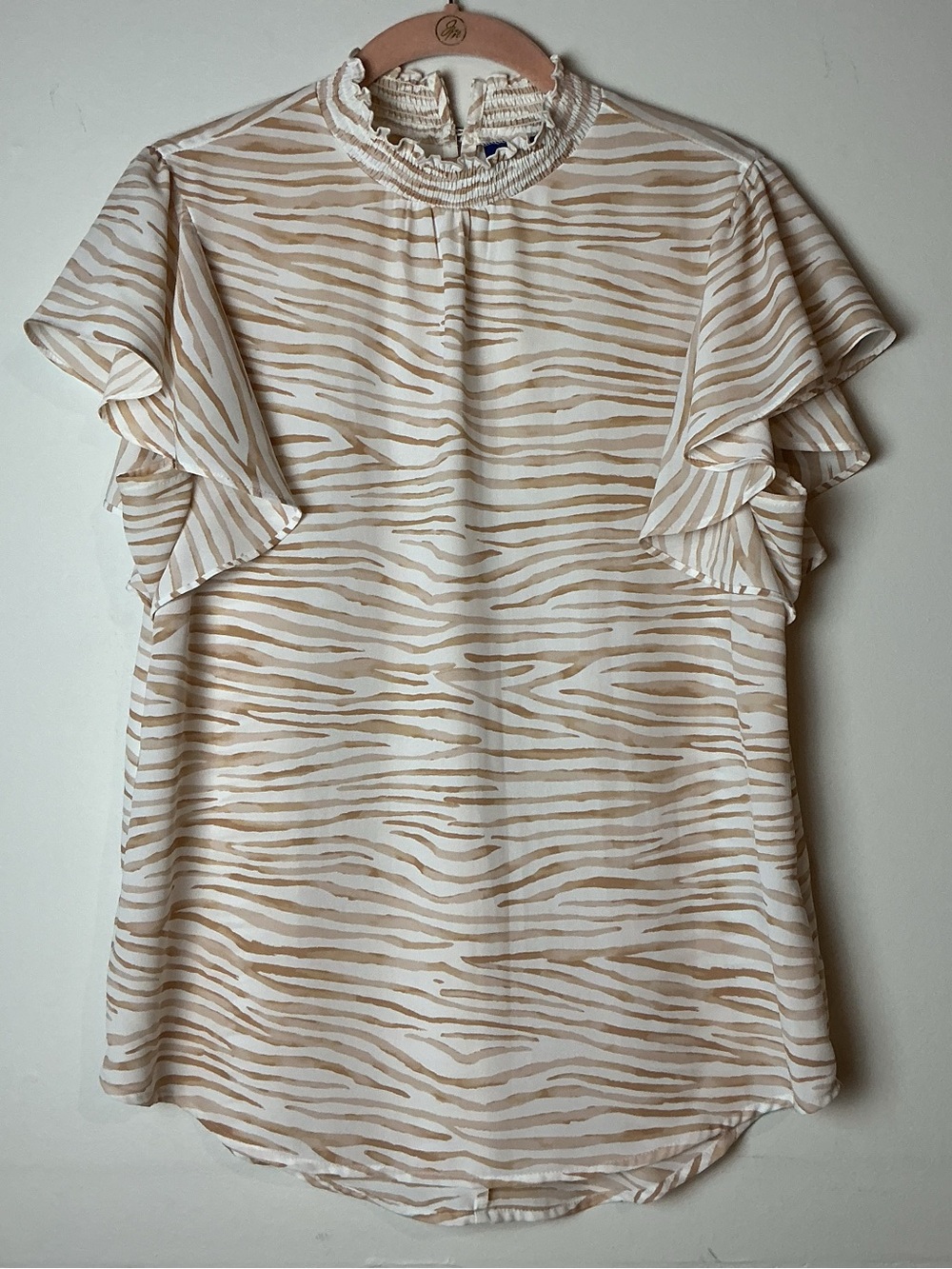 Apt. 9 Women’s Cream & Tan Zebra Print Top